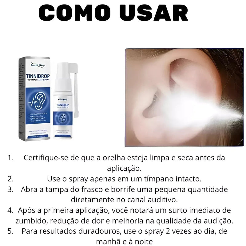 Kit 5 Tinnidrop -  Lavagem e Solução de Zumbido Nos Ouvidos