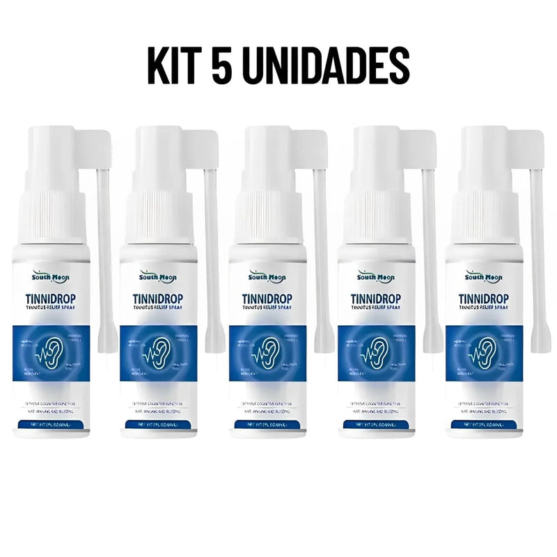 Kit 5 Tinnidrop -  Lavagem e Solução de Zumbido Nos Ouvidos